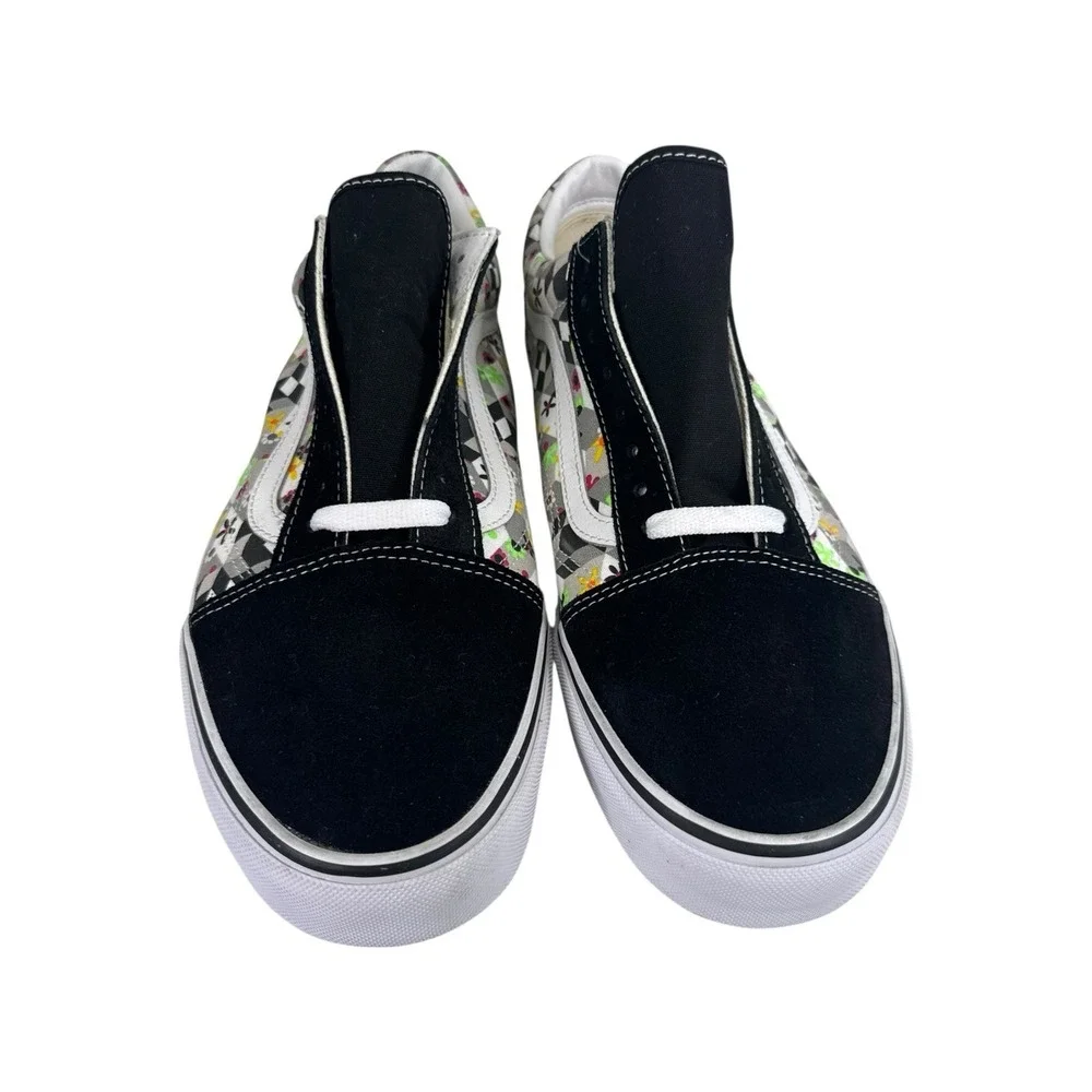 Vans Men's Old Skool Checker Cube‎ Black True White Canvas Suede shoes Size 13